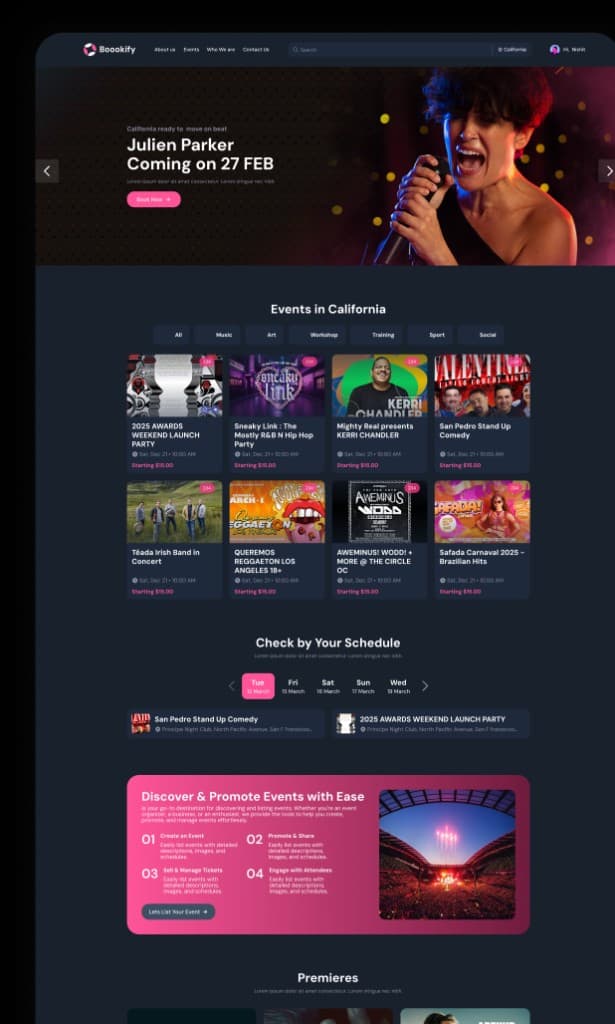 Boookify event listing and ticket booking web platform
